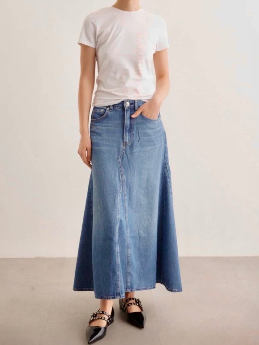 Rag & bone Flared Denim Skirt